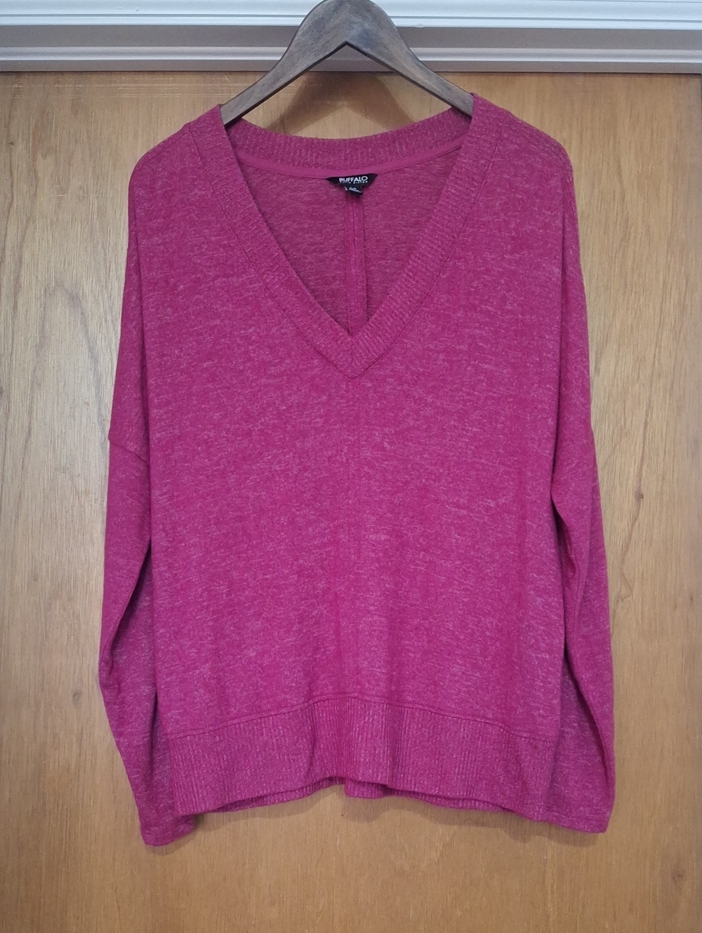 Buffalo David Bitton V-Neck Sweater in Raspberry Pink